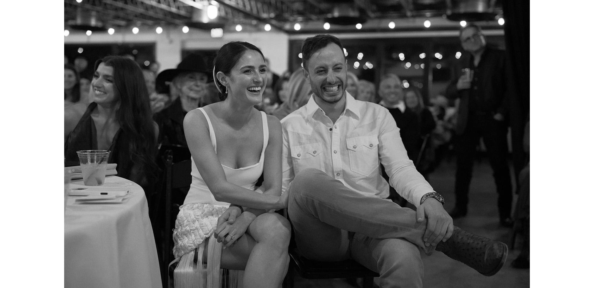 an image of jordan and adam at their welcome dinner.