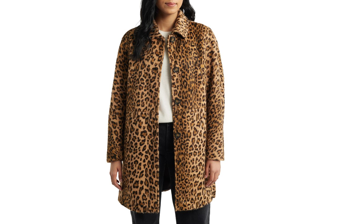 Nordstrom Long Leopard Print Coat Bernardo