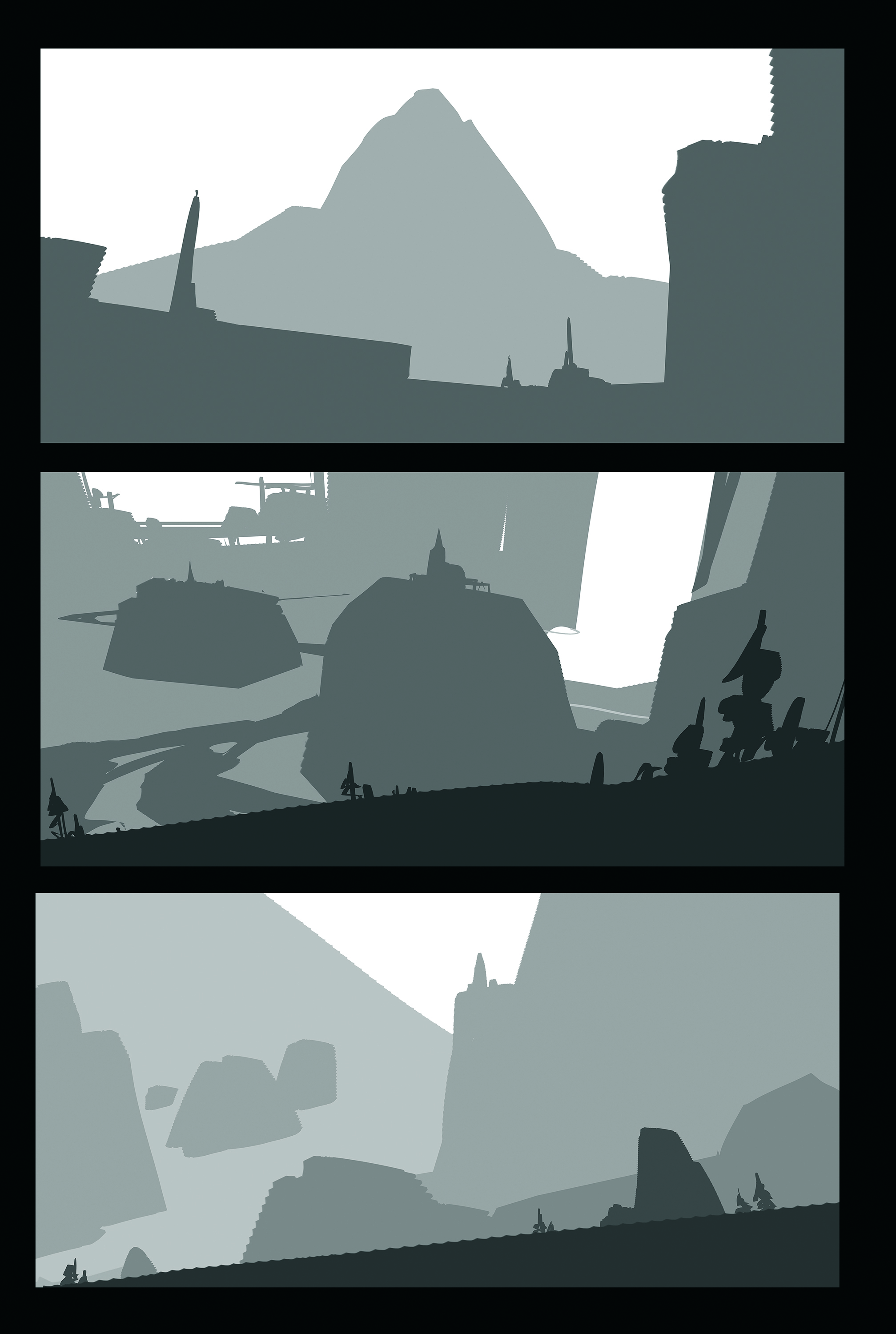 Digital art process in Photoshop for light and depth
