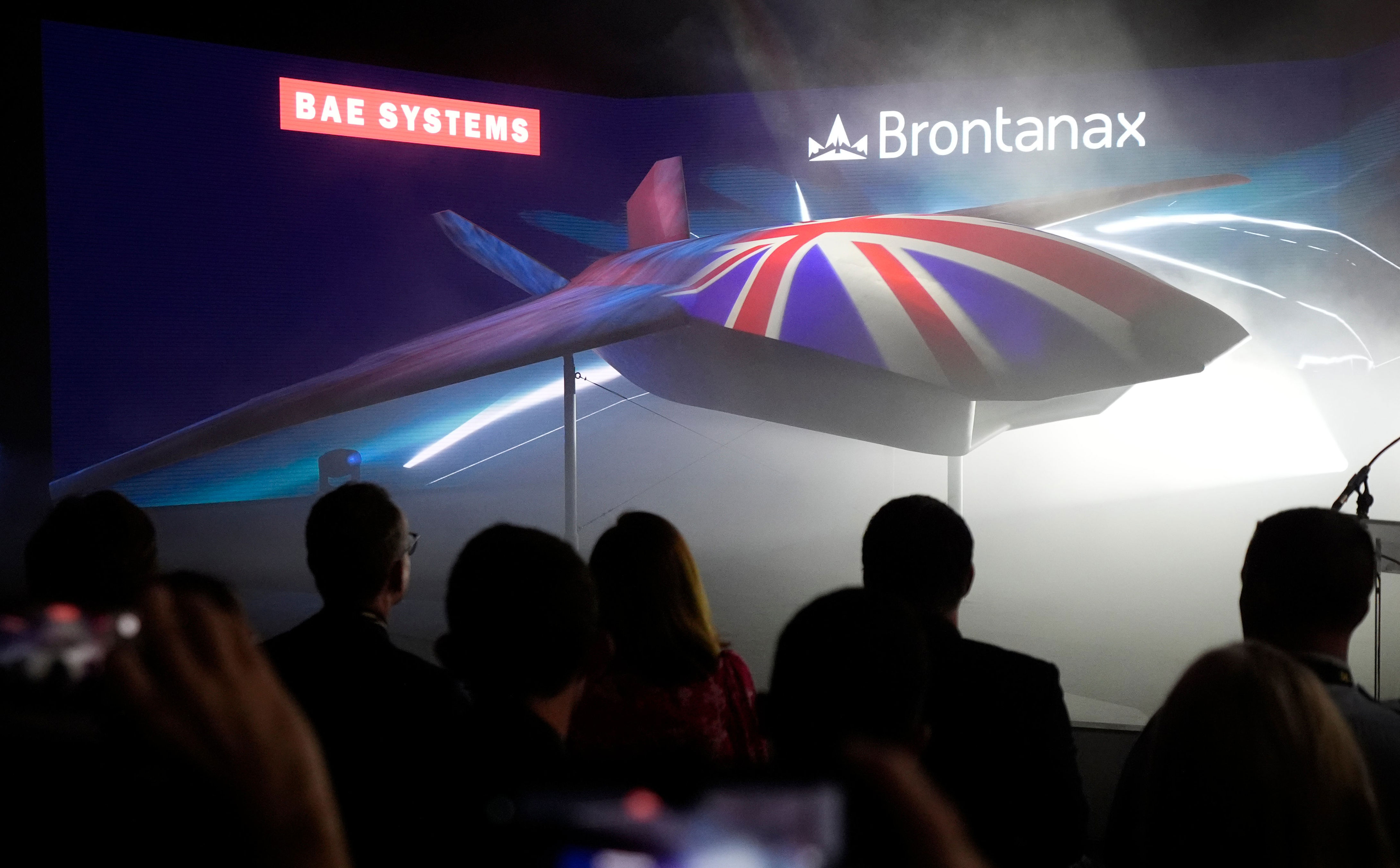 UK's first uncrewed autonomous Collaborative Combat Aircraft (CCA) named Brontanax being unveiled (PA)