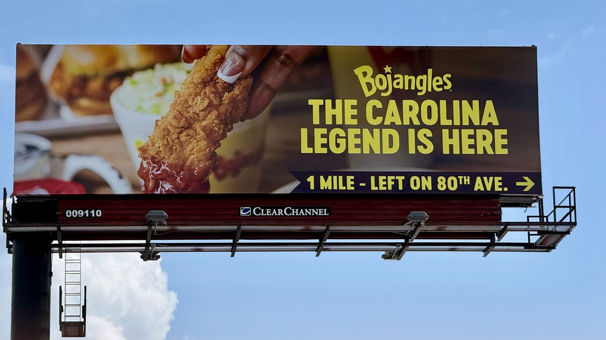 The Pinellas Park billboard directs Florida drivers to the nearby Bojangles, where they can get a taste of the South. ©Lucy Glynn