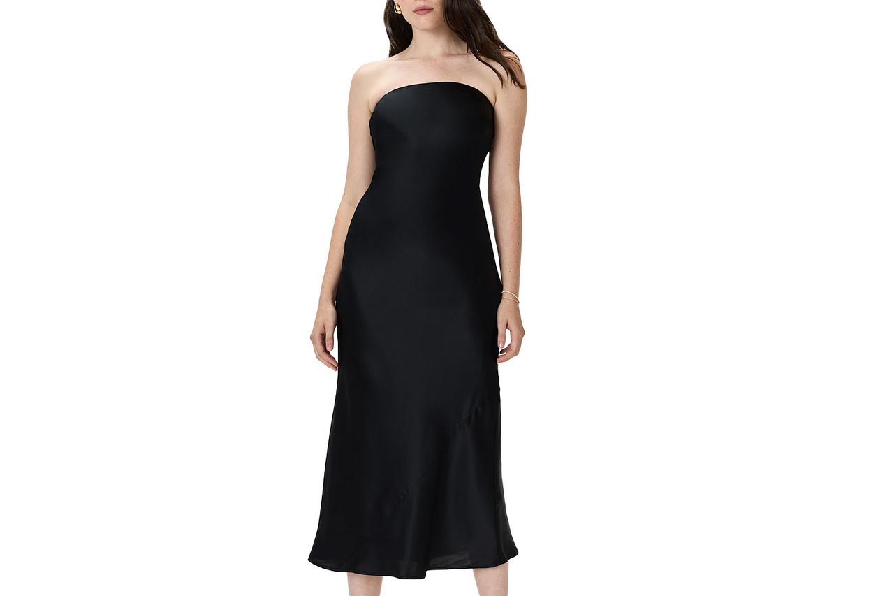 Washable Silk Strapless Midi Dress