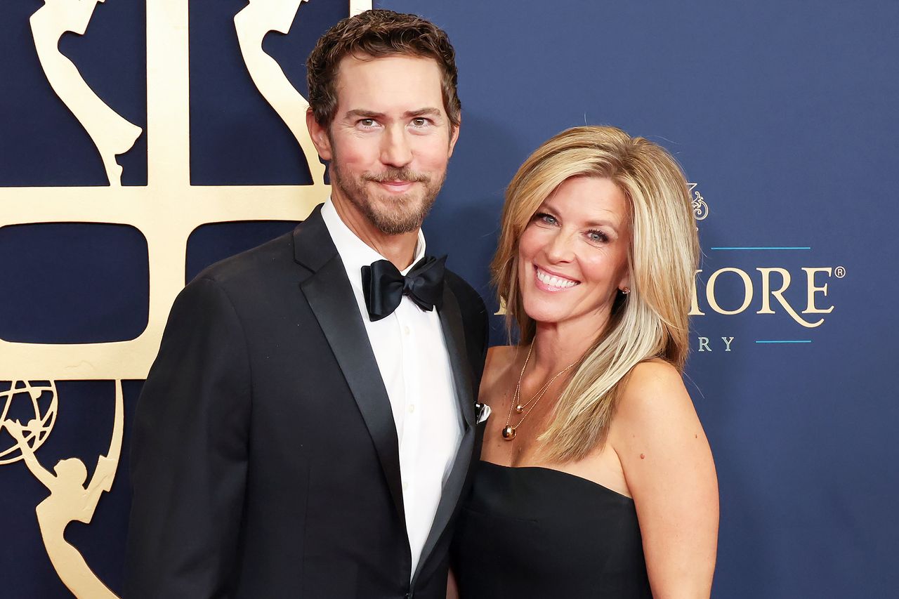 Wes Ramsey and Laura Wright at the 52nd Daytime Emmy Awards at the Pasadena Civic Auditorium on Oct. 17, 2025, in Pasadena, Calif.