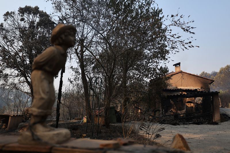 Wildfire aftermath in Cotignac in Var department