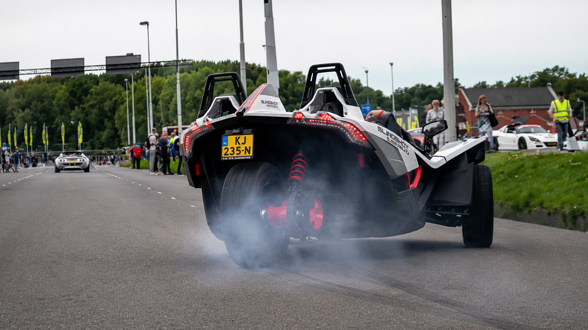 Rare Polaris Slingshot nearly loses control during hard launch