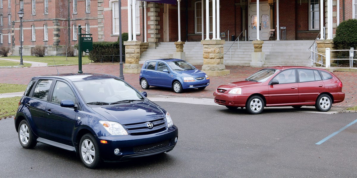 We took three cheap hatchbacks on a road trip to find the ultimate college car