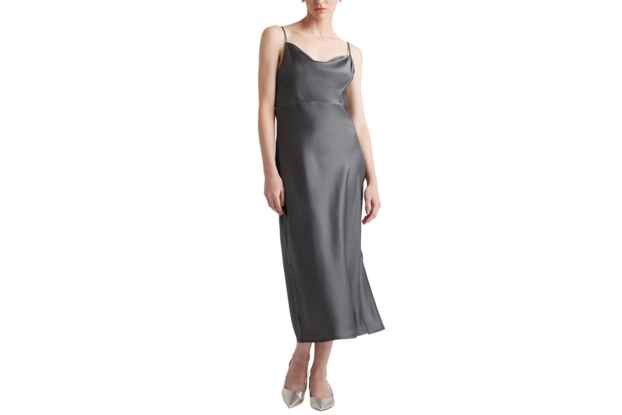 Quince 100% Washable Silk Cowl Neck Slip Dress