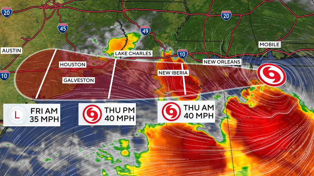 Tropical Storm Bertha impacting northern Gulf Coast. See forecast map and its path