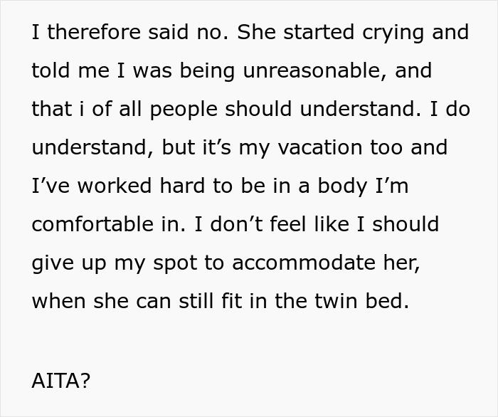 Obese Woman Turns To Friend Asking To Switch B&B Rooms, Ends Up Sobbing Instead