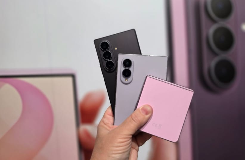 The three-phone foldable lineup includes the Galaxy Z Flip8, with Israeli launch prices beginning at NIS 4,000. (credit: Tzahi Hoffman)
