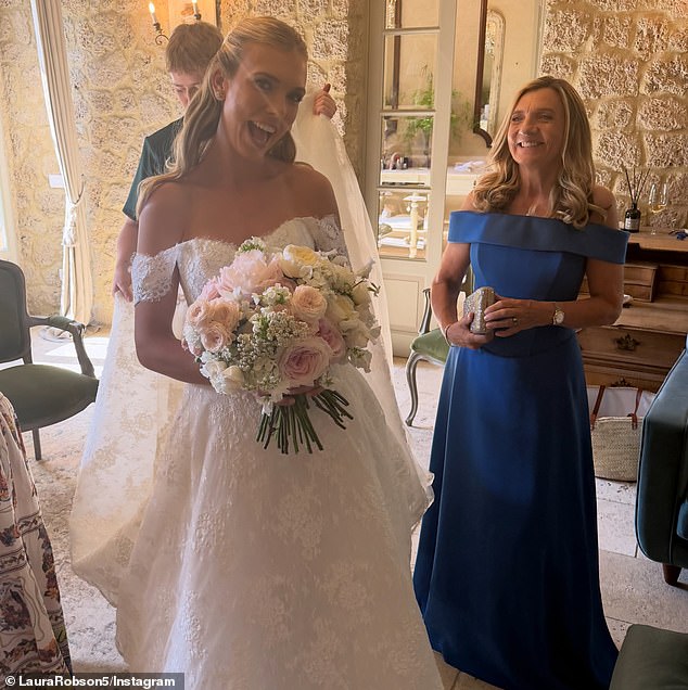 Boulter stunned in a white gown as she prepared to tie the knot with De Minaur