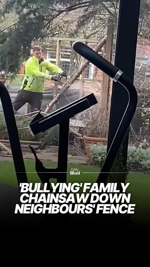 'Bullying' neighbours chainsaw a fence down in an eight-year row