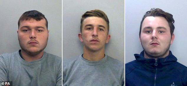 Henry Long, left, Jessie Cole, centre, and Albert Bowers, right, were jailed over PC Harper's death