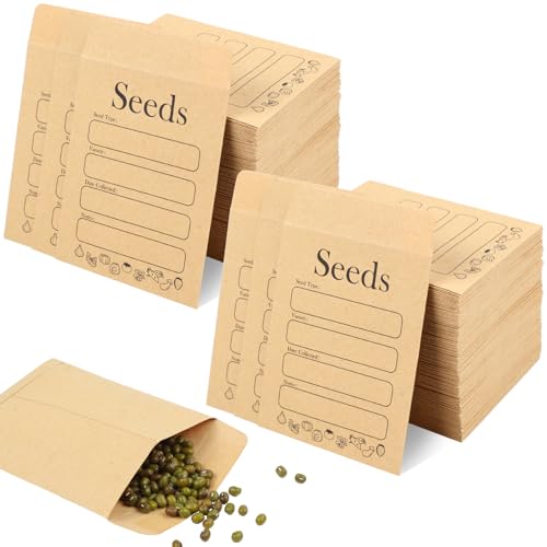 Joyberg 156 Pcs Seed Envelopes 3.15”x 4.72”, Seed Packets Envelopes Kraft Seeds Saving Envelope, Self Sealing Seeds Storage Mini Envelope for Flower Vegetable