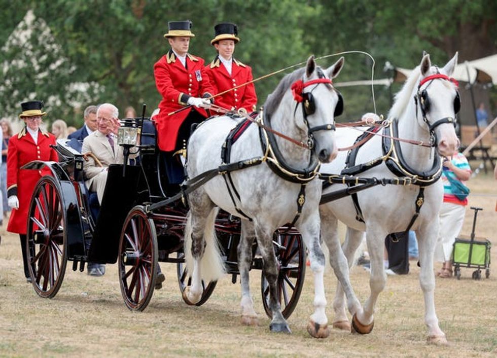 The King and Queen arrived at the inaugural flower show by horse-drawn carriage (Chris Jackson/PA) (PA Wire/PA Images - Chris Jackson)