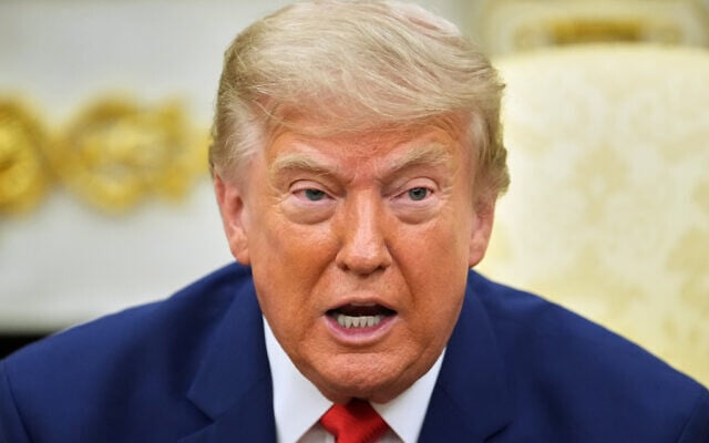 US President Donald Trump speaks during a meeting with Lebanese President Joseph Aoun (not pictured) in the Oval Office at the White House, in Washington, July 21, 2026. (Mark Schiefelbein/AP)