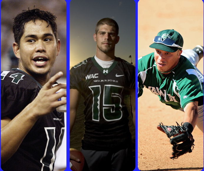 Left to right: Timmy Chang (Hawaii), Colt Brennan (Hawaii) and Kolten Wong (Hawaii)