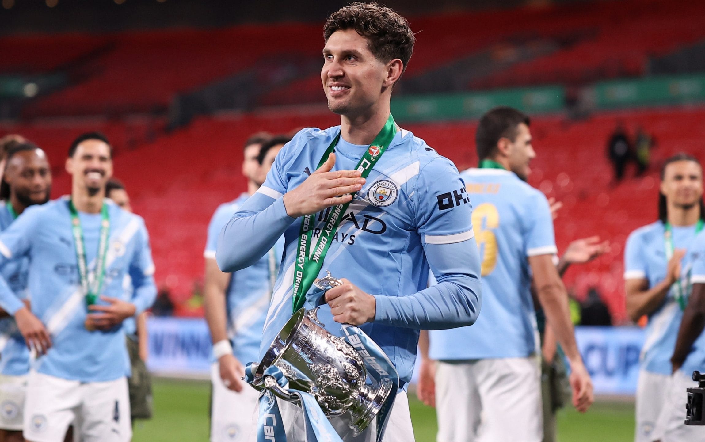 John Stones with the League Cup
