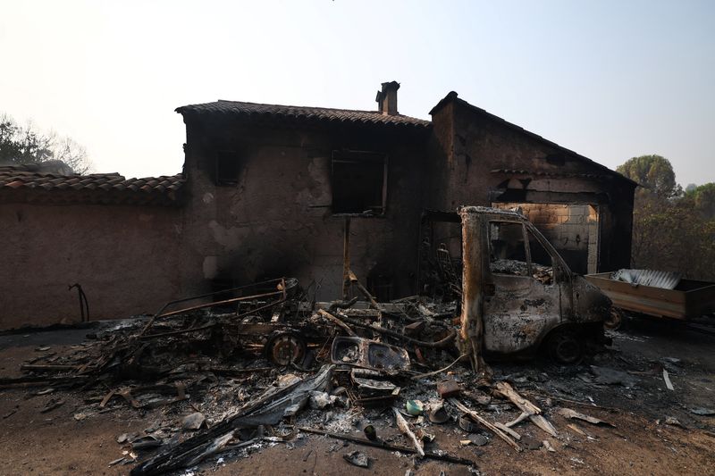 Wildfire aftermath in Cotignac in Var department