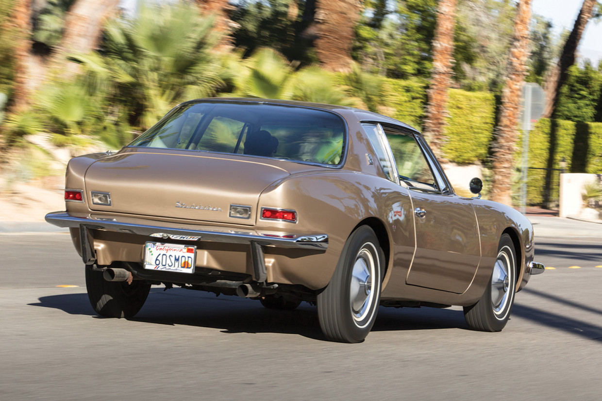 The Studebaker Avanti classic car on the road in California