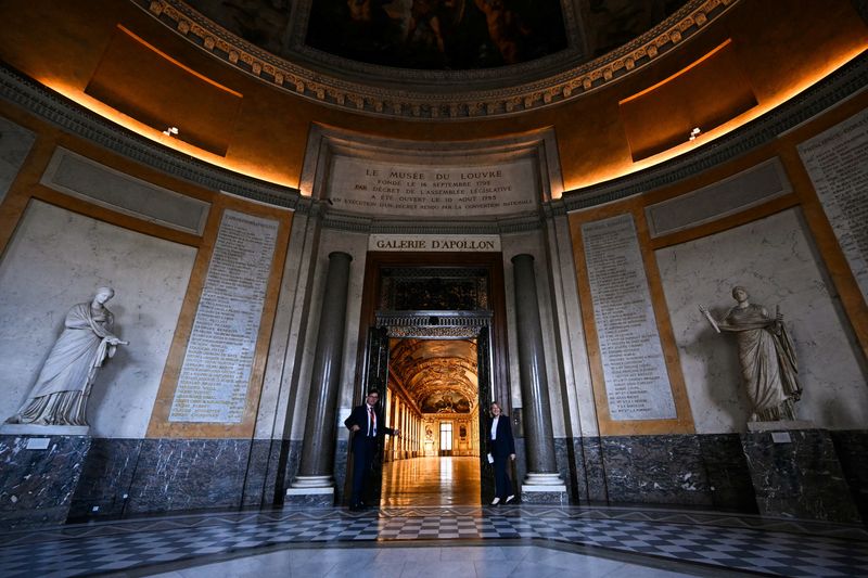 Louvre's Apollo Gallery reopens to public after 2025 crown jewels heist, in Paris