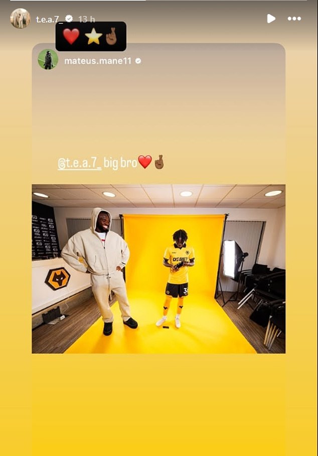 He faced disciplinary action after clashing with team-mate Mateus Mane in charge - but the duo shared supportive posts in an attempt to defuse the situation