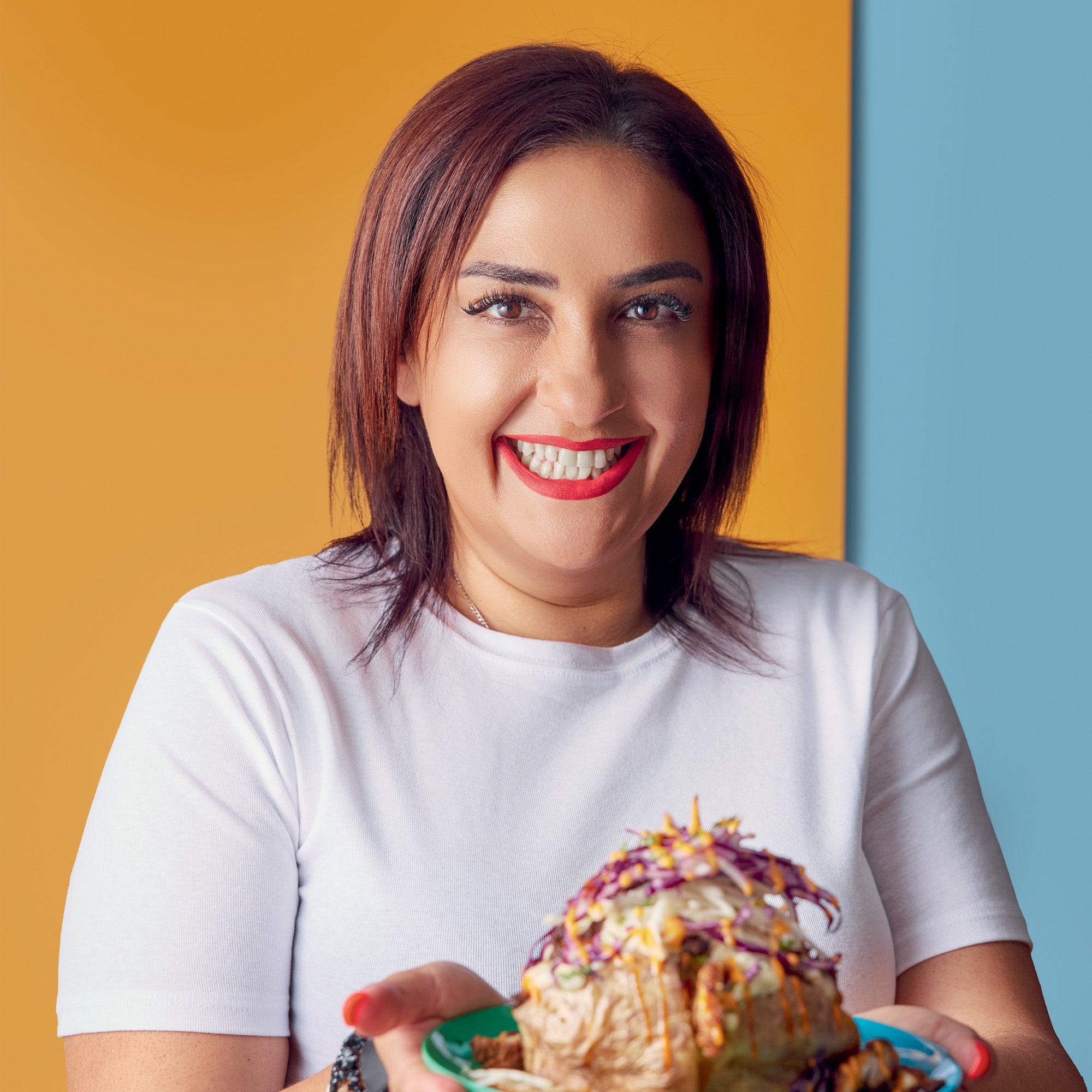 Anthea Malialis is known online as the 'Jacket Potato Queen' (PA)