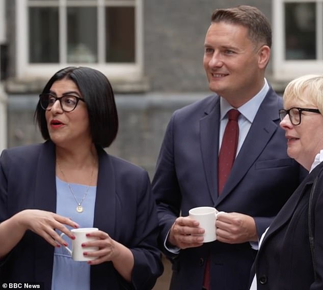 Defence Secretary Wes Streeting (right) issued an apology for remarks in a conversation with Home Secretary Shabana Mahmood (left) and new Justice Secretary Alex Norris