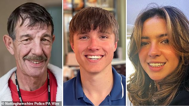Calocane stabbed to death caretaker Ian Coates (left) and students Barnaby Webber (centre) and Grace O'Malley-Kumar (right)