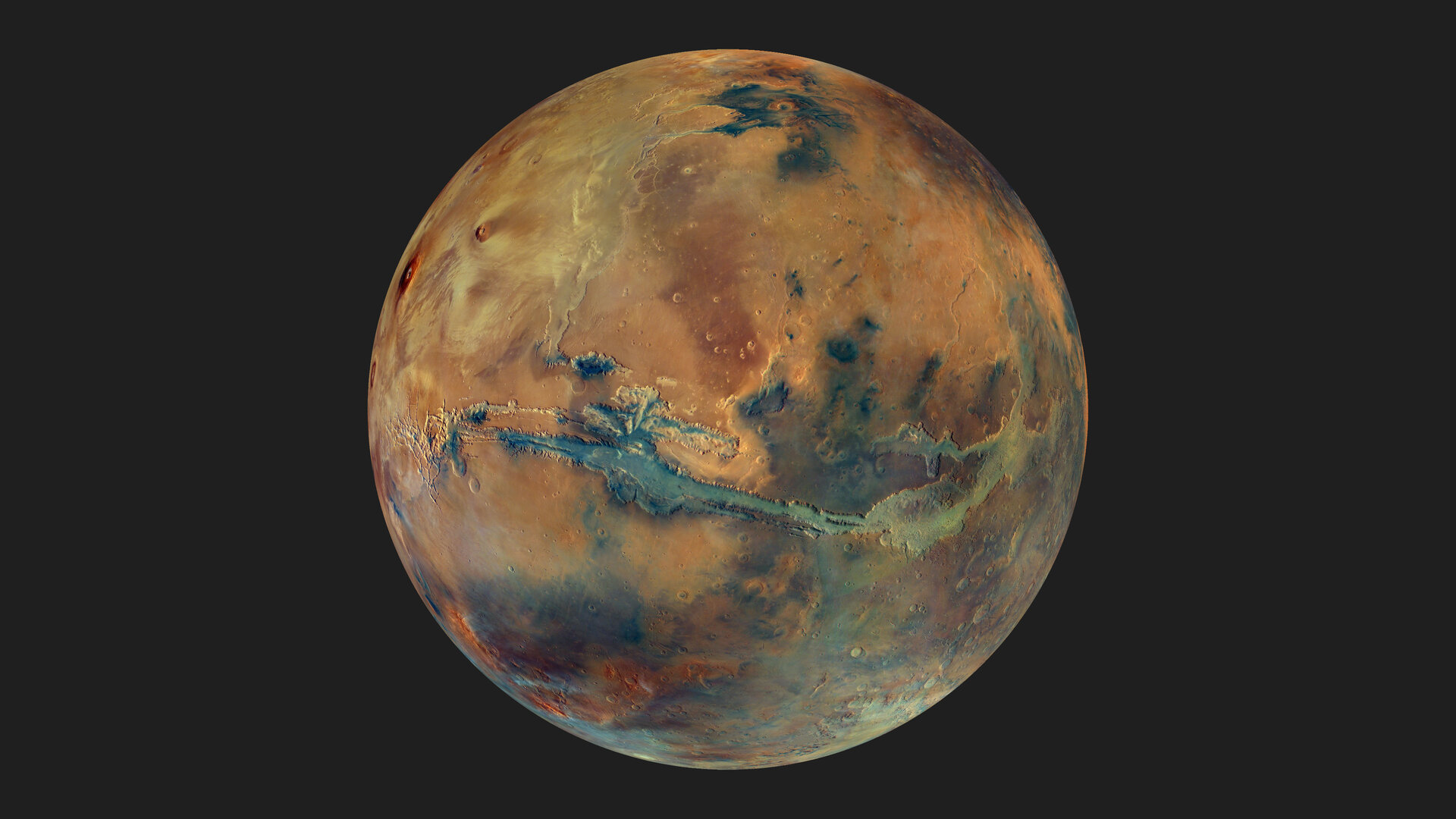 Mars captured by European Space Agency's Mars Express orbiter.