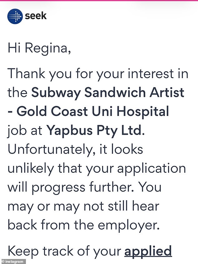 The beloved reality TV star, 52, recently shared a screenshot to social media capturing the rejection letter she received from the fast-food company after applying for a position there