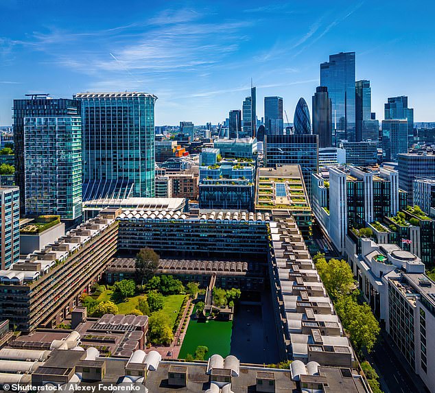 Values down: In the City of London, which includes Bank, Fleet Street, Barbican and Liverpool Street, average prices have fallen 28% in the last year alone