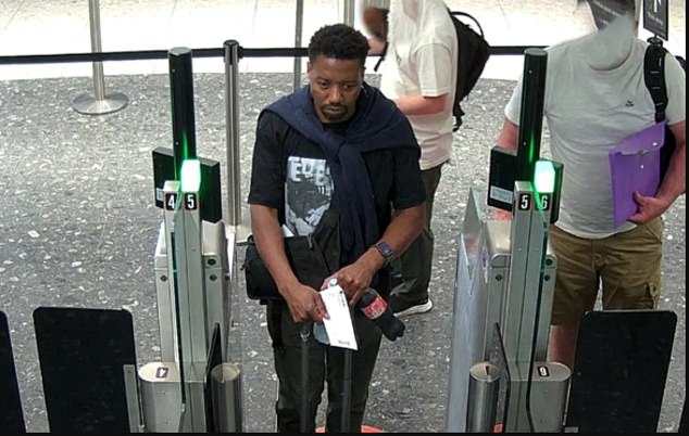 Bedfordshire Police released images of the suspect at Heathrow Airport