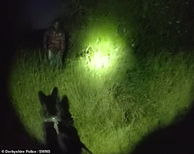 Body cam footage shows the moment police dog Yolo is set loose to hunt down Godfrey Forster-Davies, 26