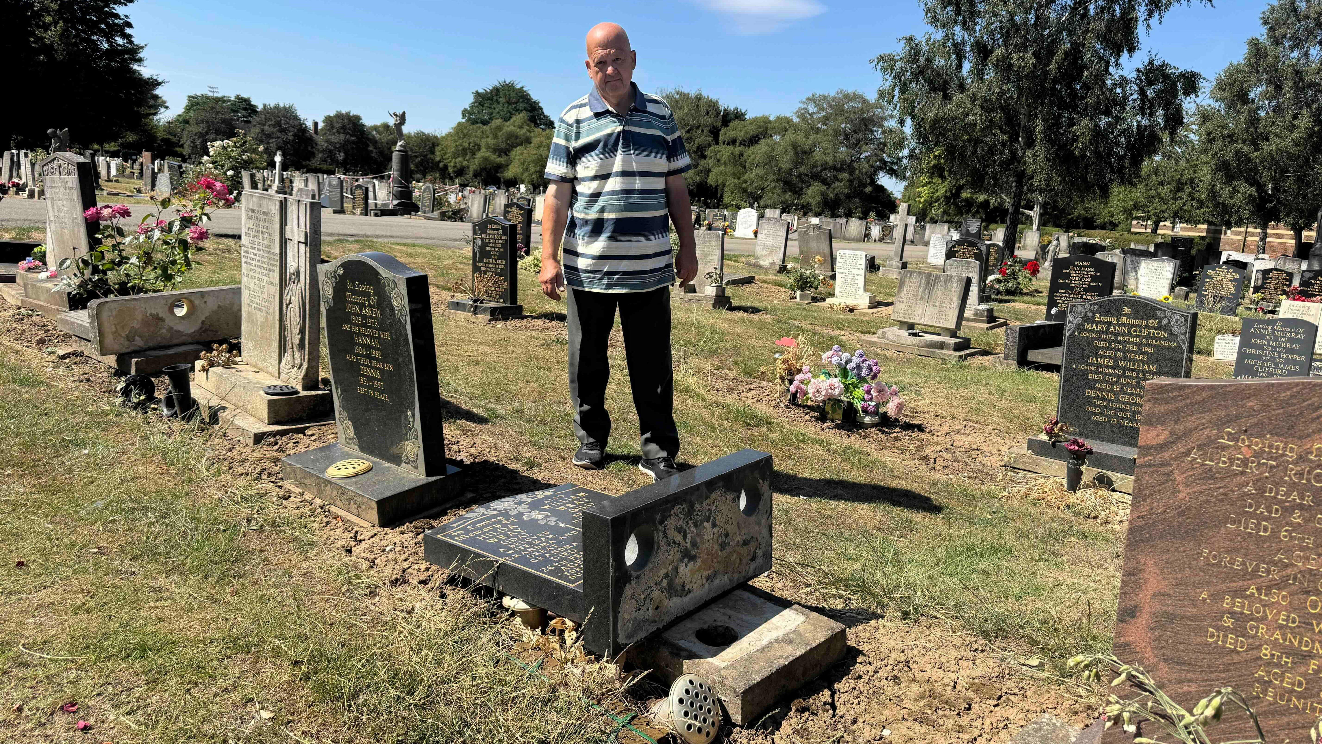Man's 'anger' after grave laid flat by workers