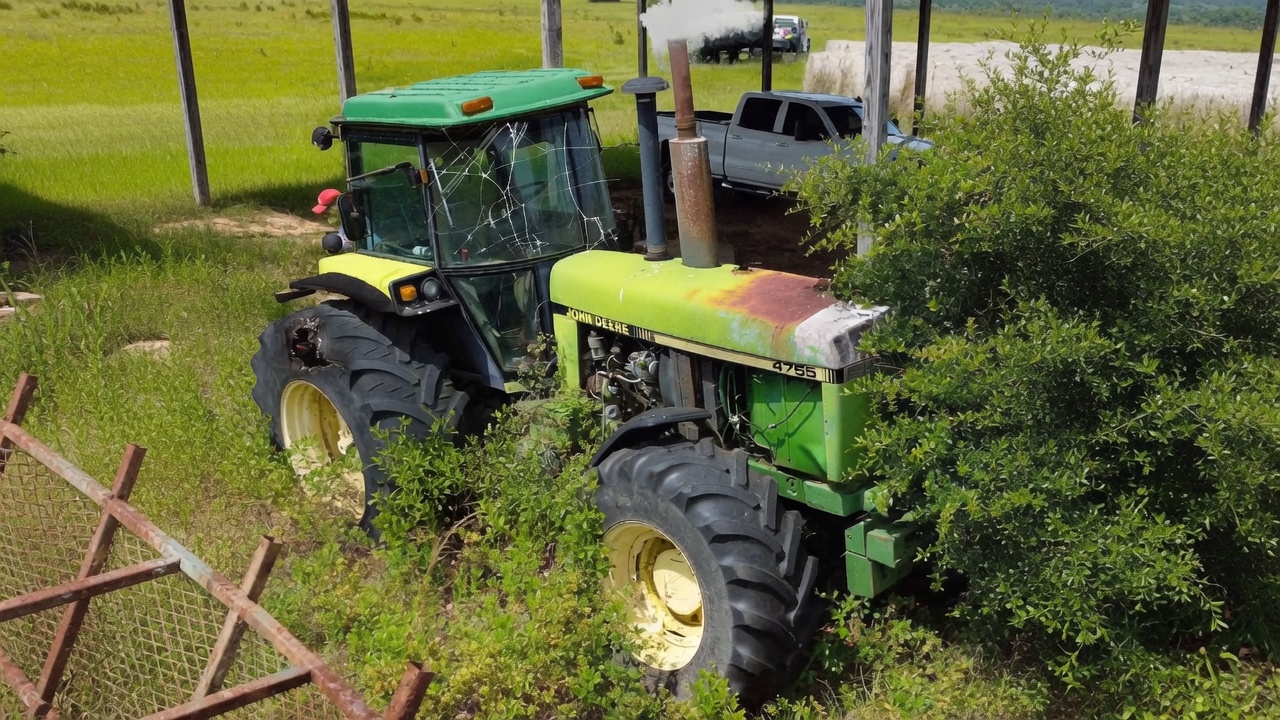 John Deere tractor found in a hay field