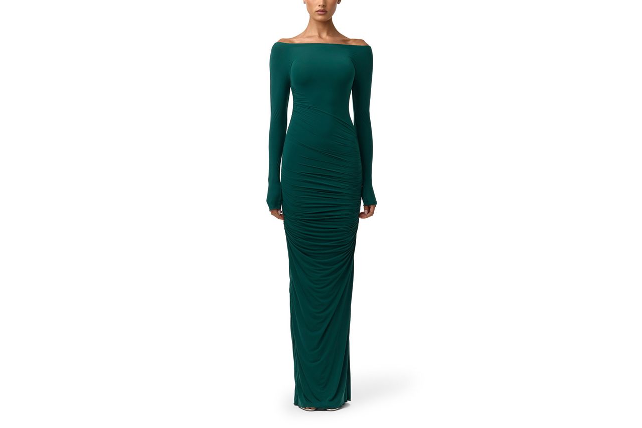 Nordstrom Ruched Off the Shoulder Long Sleeve Maxi Dress Naked Wardrobe