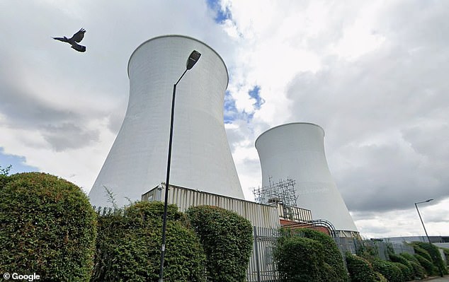 Water UK says data centres are favouring wasteful 'open loop' cooling, which sees water evaporated off via cooling towers (pictured: towers in data centre hub Slough)