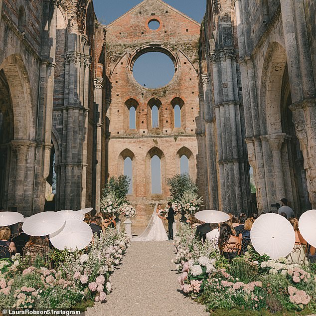 Pictures from the ceremony showed the couple in the stunning Leicester location