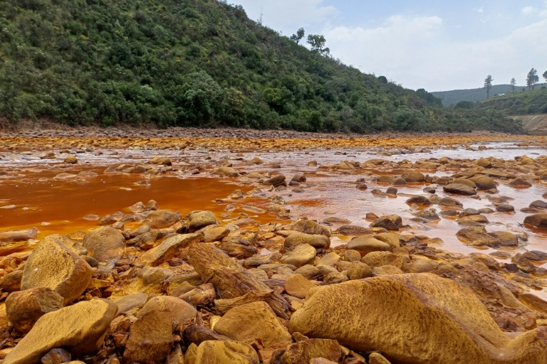 This undated handout photo obtained on July 21, 2026, from Luke Bridgestock of the University of St Andrews shows a view of the Tinto River, with pollution from acid mine drainage, in the Iberian Pyrite Belt in southwest Spain