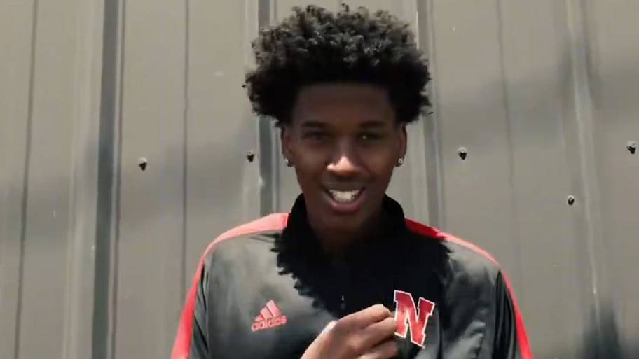 Jailen Hill smiling as he wears Nebraska garb
