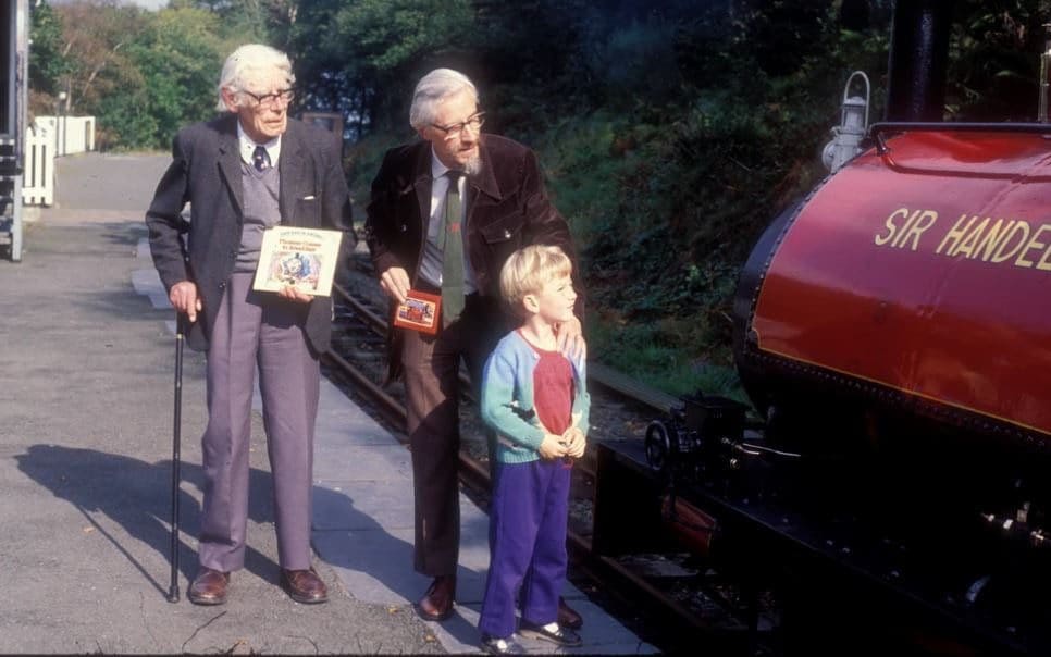 Thomas the Tank Engine author Rev W Awdry (L-R) son Christopher Awdry, and grandson Richard Awdry