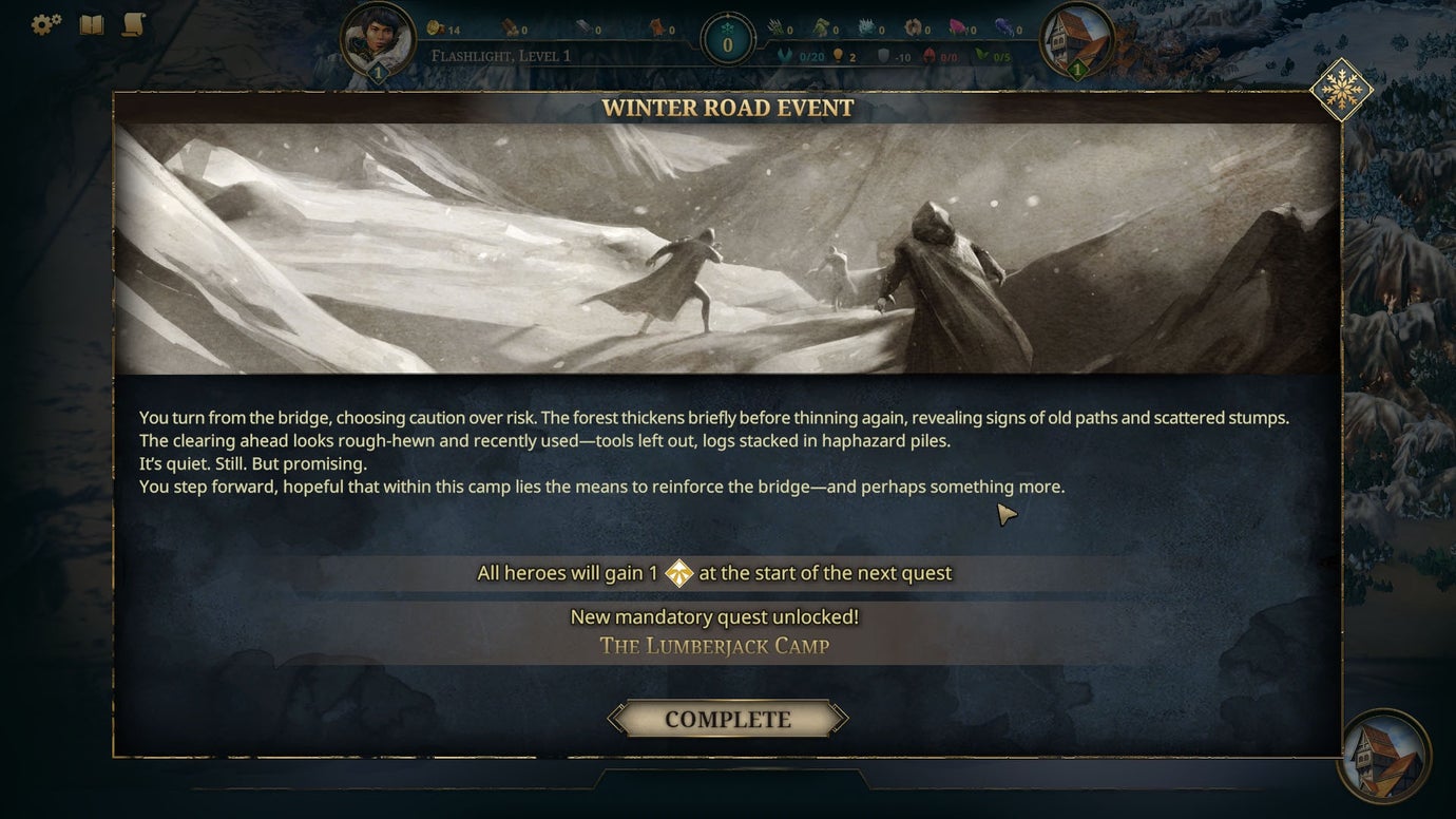 A quest screen in Frosthaven