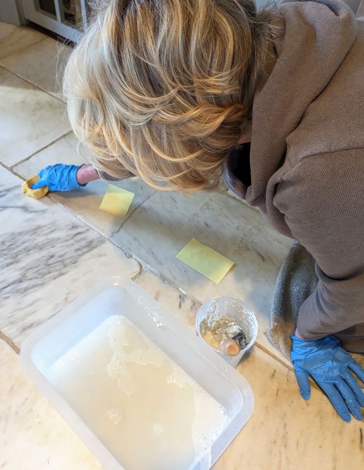 Martha Stewart re-grouting her tiles