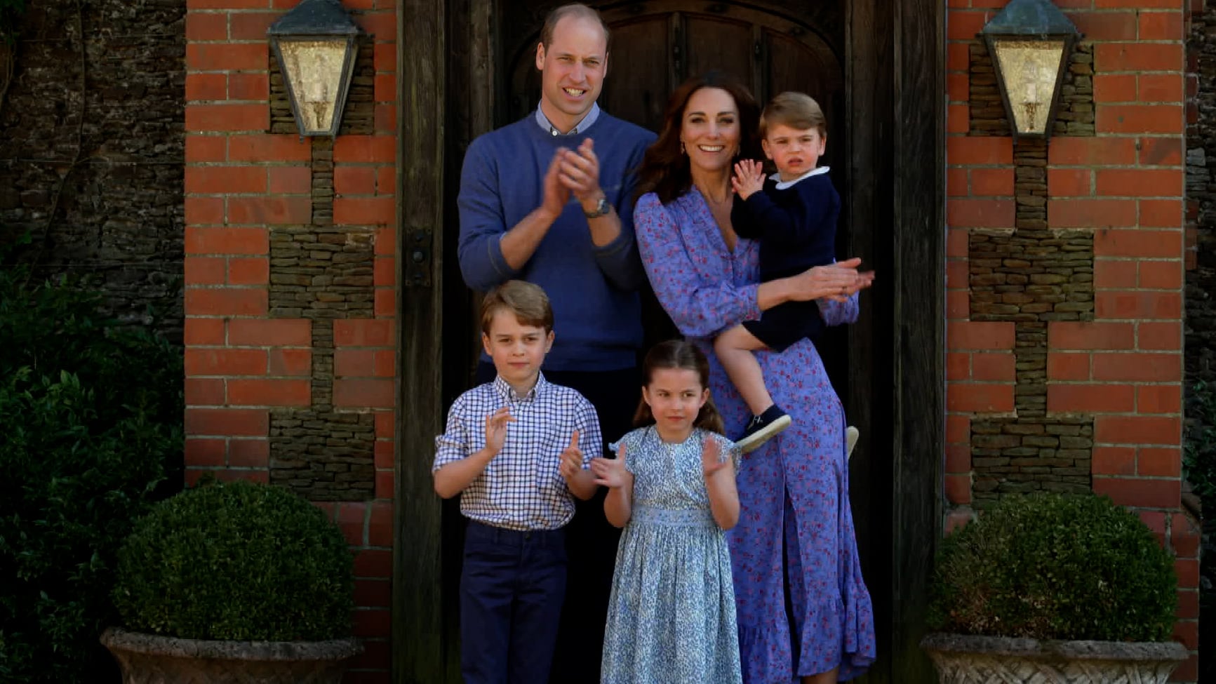2020: In this screengrab, Prince William, Duke of Cambridge, Catherine Duchess of Cambridge, Prince George of Cambridge, Princess Charlotte of Cambridge and Prince Louis of Cambridge clap for NHS carers as part of the BBC Children In Need and Comic Relief 'Big Night In at London on April 23, 2020, in London, England.The 'Big Night In' brings the nation an evening of unforgettable entertainment in a way we've never seen before. Raising money for and paying tribute to those on the front line fighting Covid-19 and all the unsung heroes supporting their communities.