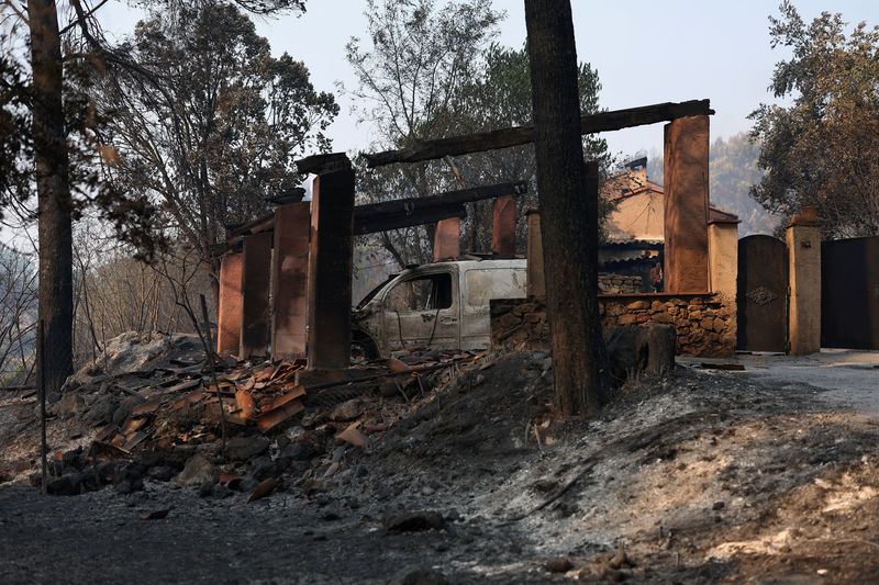 Wildfire aftermath in Cotignac in Var department