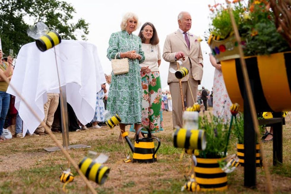 The Queen Bee garden, designed by Ingoldisthorpe Church of England Primary School, won Her Majesty The Queen’s Special Award for Upcycled Container Gardens (Aaron Chown/PA) (PA Wire/PA Images - Aaron Chown)