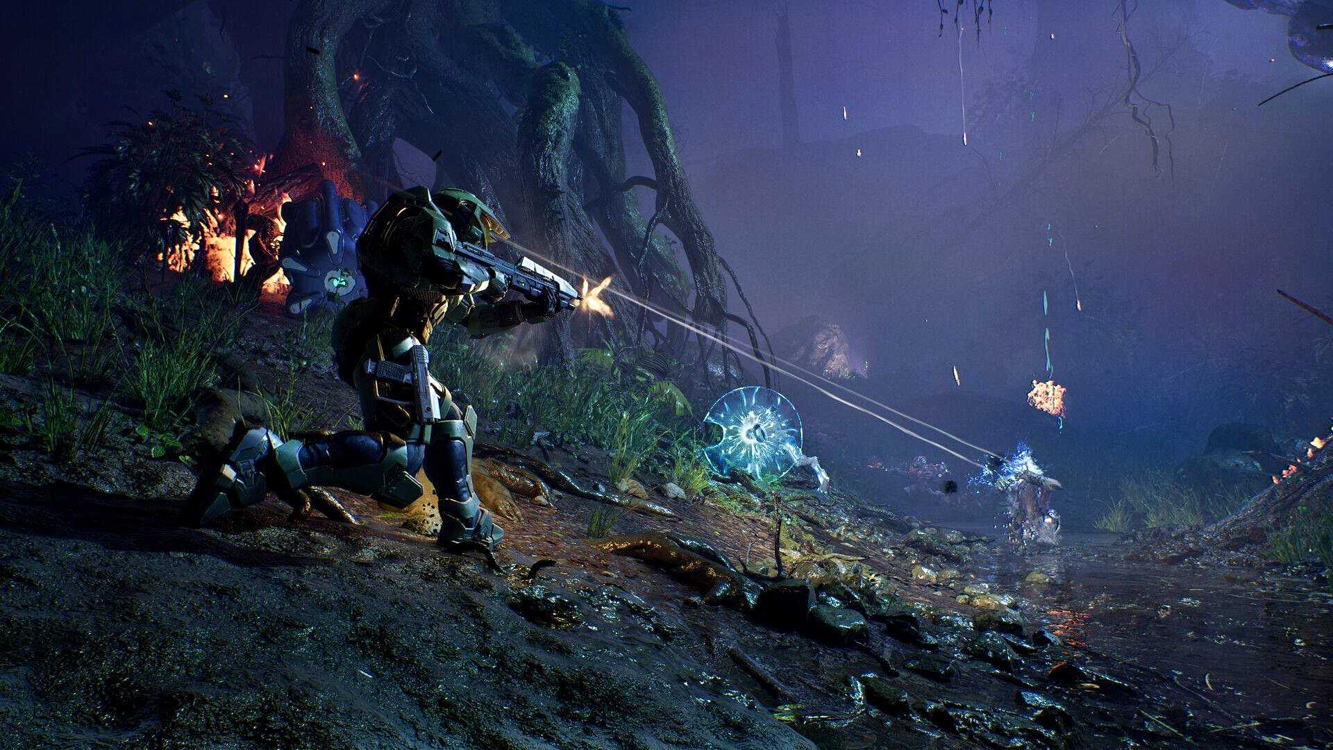 Halo Campaign Evolved press kit image master chief shooting grunt