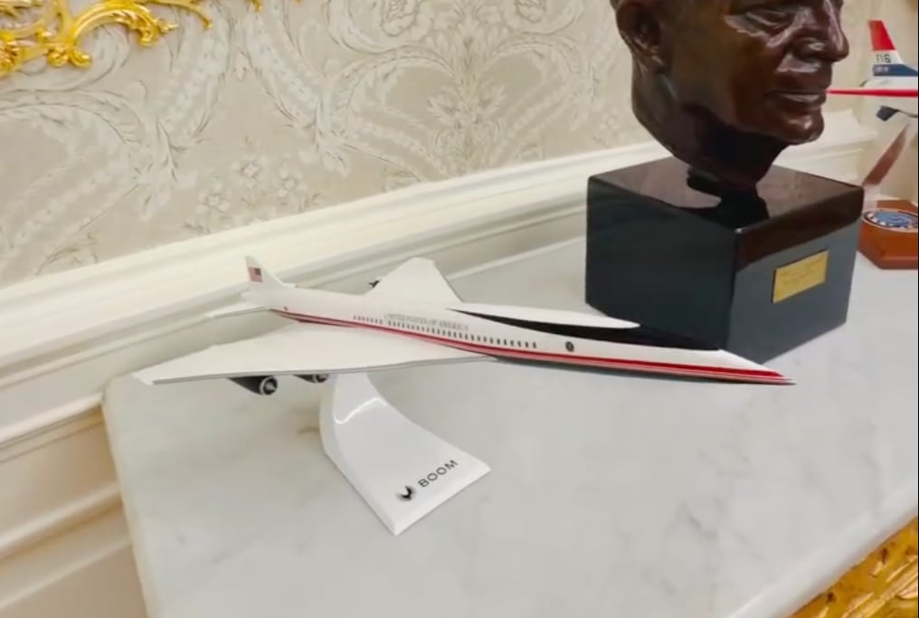 Trump's model collection includes a miniature of the Overture supersonic jet by Boom. / Instagram/Dan Scavino