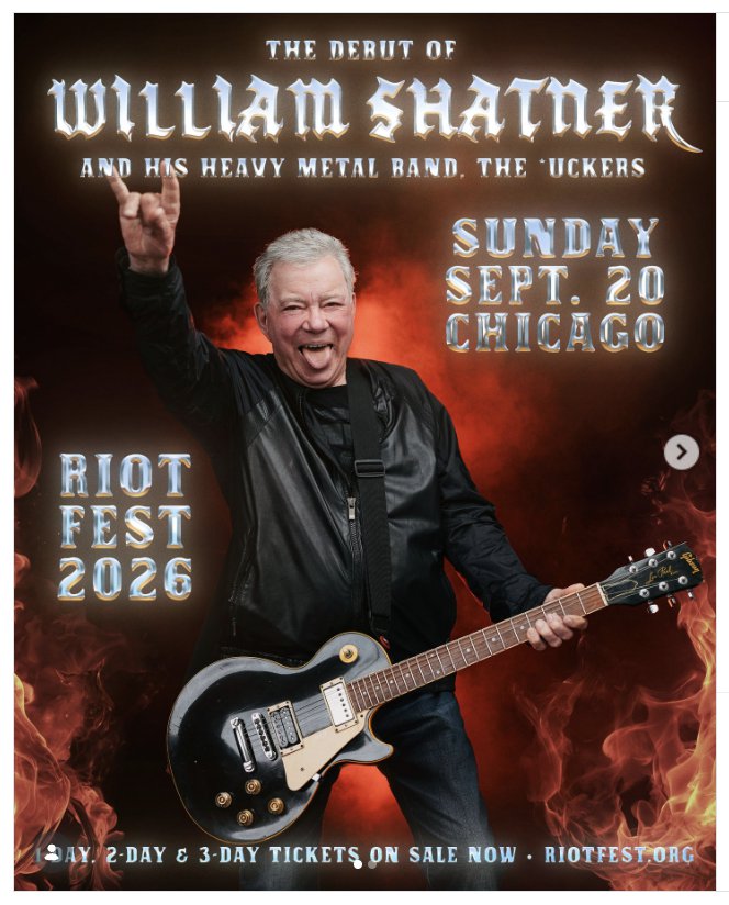 William Shatner on a poster for Riot Fest